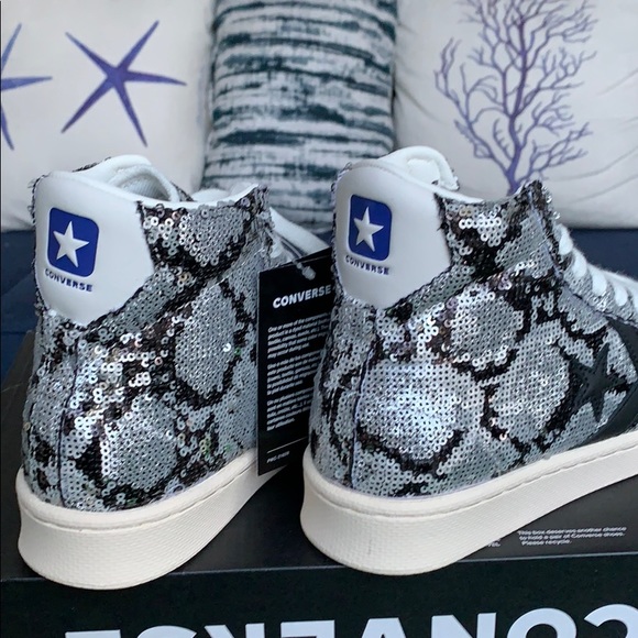 Converse PRO Leather mid silver/vintage wht/blk WM - Picture 11 of 16